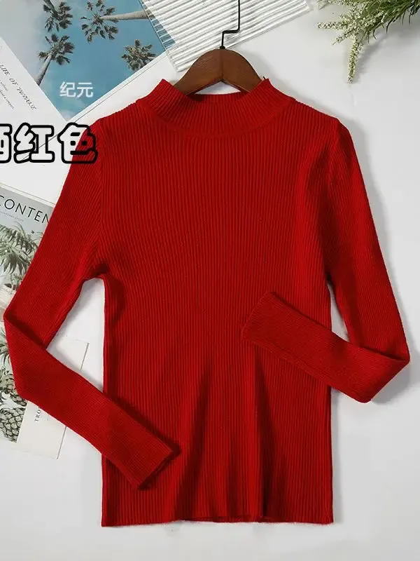 2024 New-coming Autumn Winter Tops Basic Turtleneck Pullovers Sweaters Primer Long Sleeve Short Korean Slim-fit tight Sweater