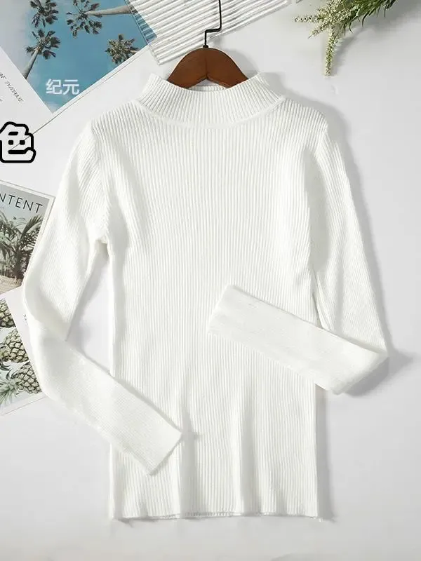 2024 New-coming Autumn Winter Tops Basic Turtleneck Pullovers Sweaters Primer Long Sleeve Short Korean Slim-fit tight Sweater