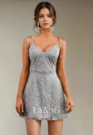 A-Line Spaghetti Straps V-Neck Open Back Sequins Party Homecoming Dress