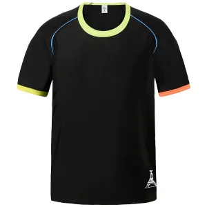 Boys Short Sleeve Neon Black Swim Top