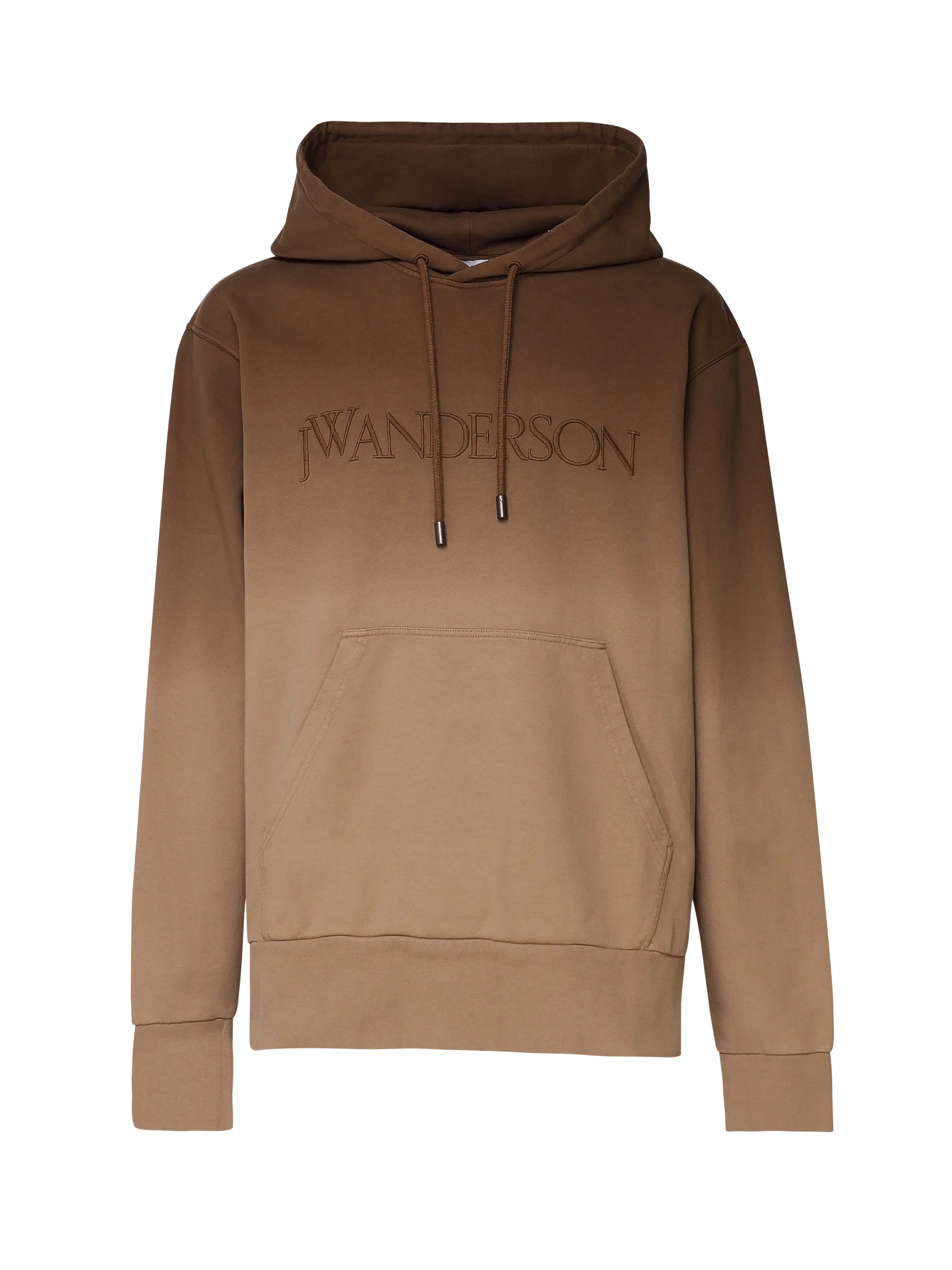 Cotton Hoodie with Logo Faded in Brown