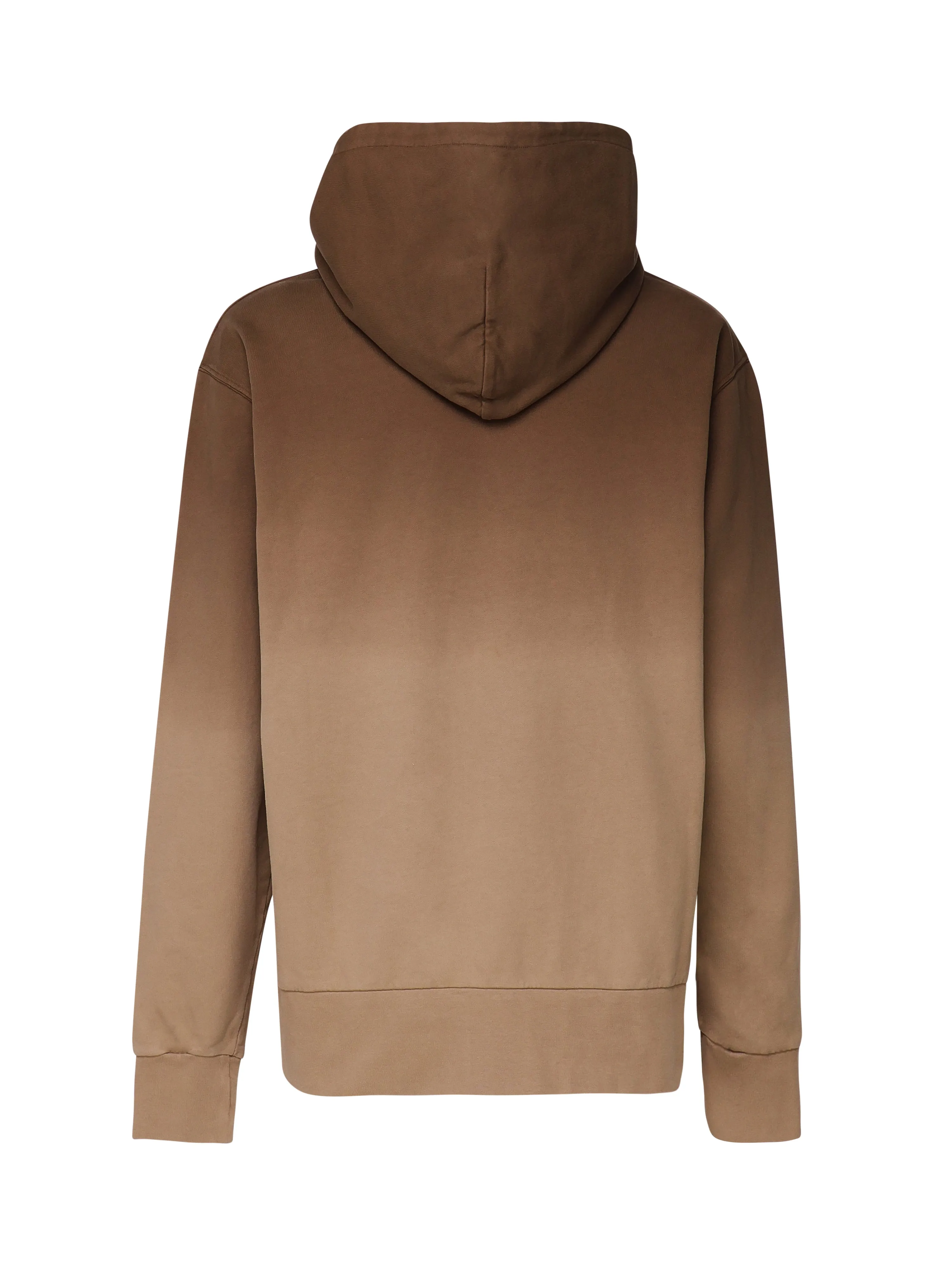 Cotton Hoodie with Logo Faded in Brown