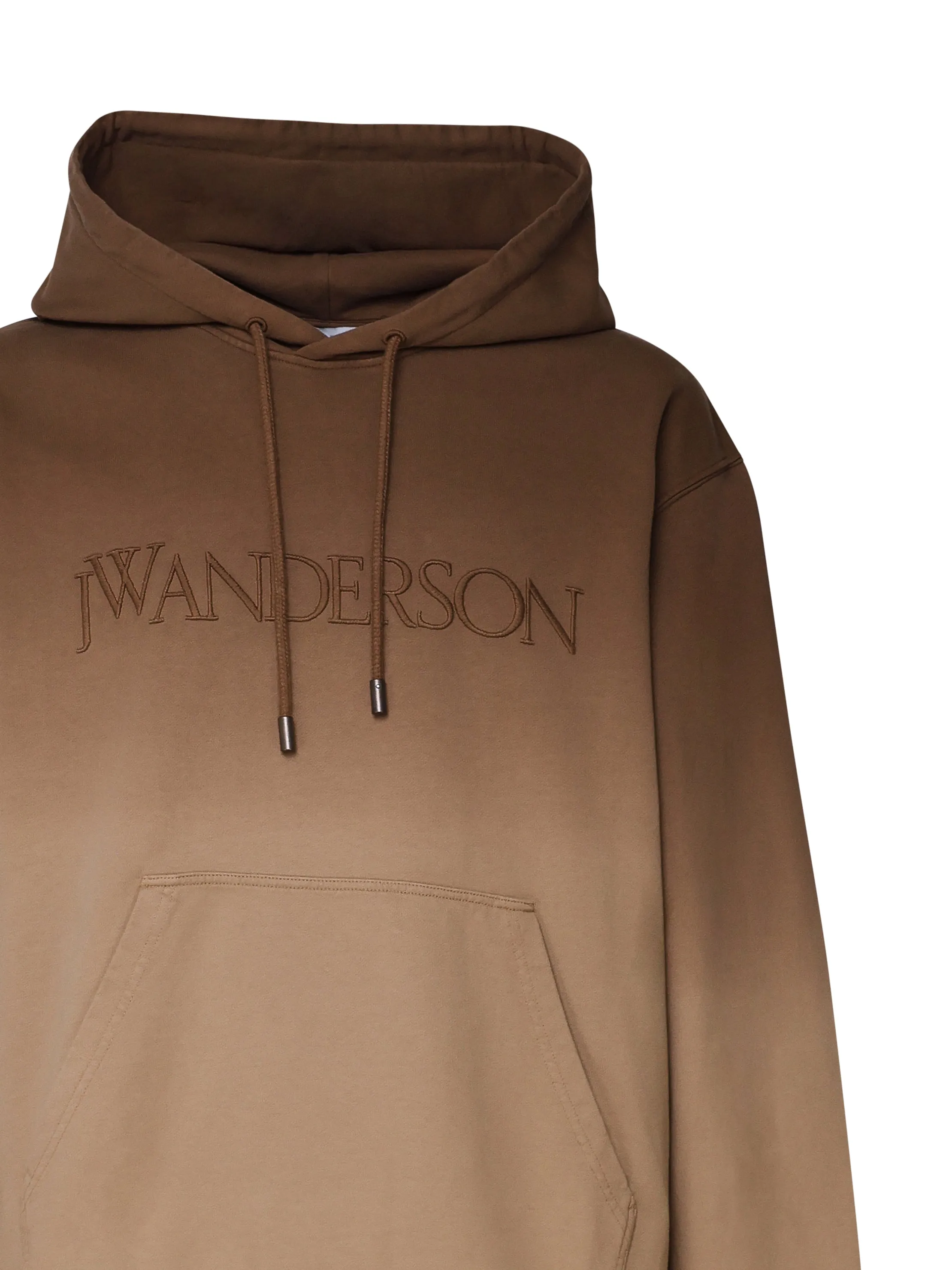 Cotton Hoodie with Logo Faded in Brown