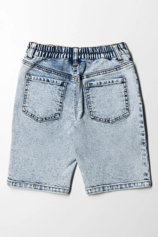 Denim Shorts Rip And Repaired Faded