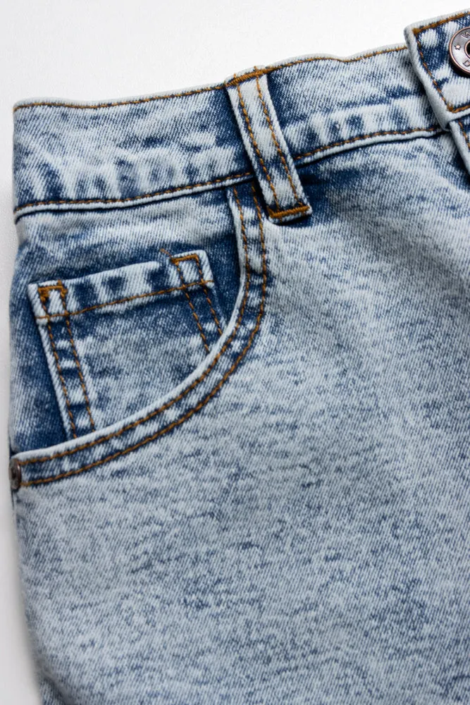 Denim Shorts Rip And Repaired Faded