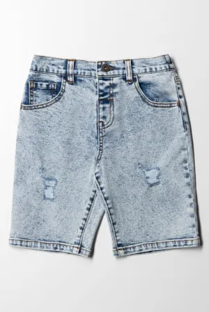 Denim Shorts Rip And Repaired Faded