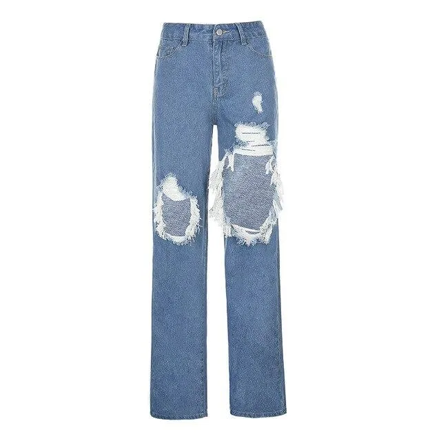 Distressed Cut Out Jeans