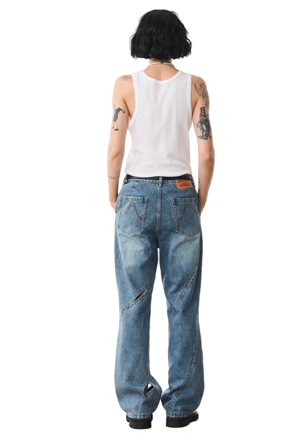 Distressed Hollow Out Jeans