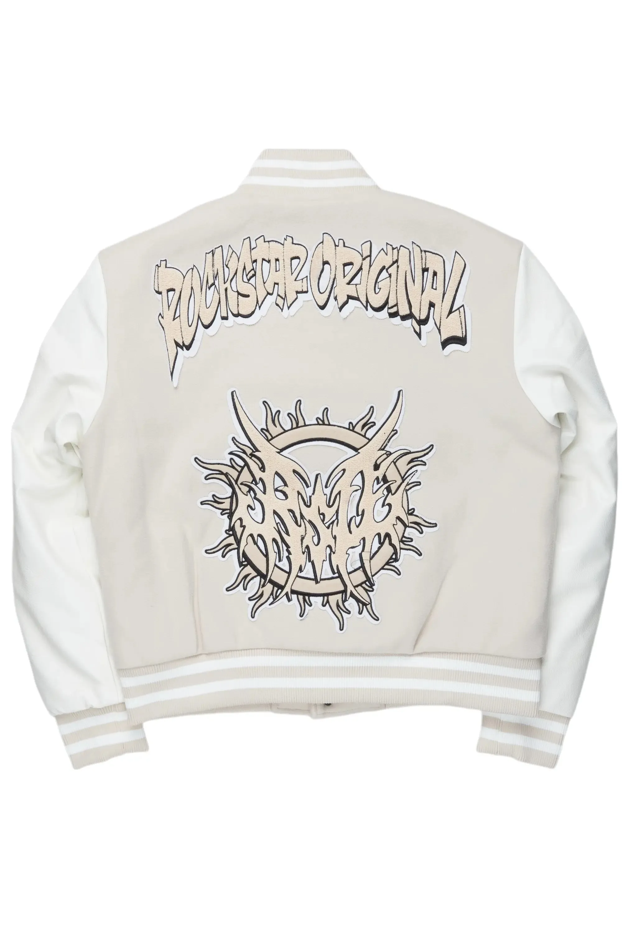 Fio Beige/White Varsity Jacket