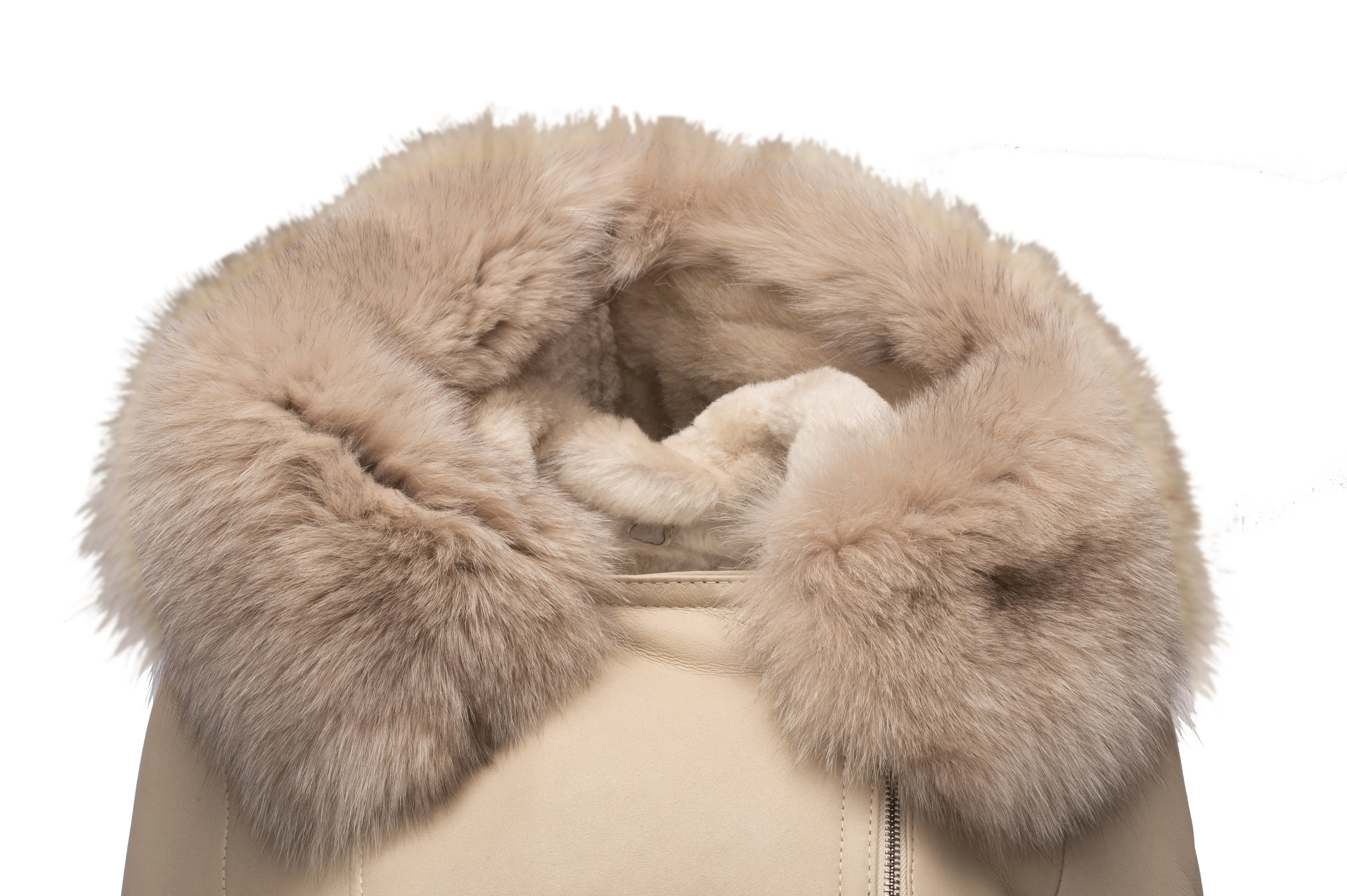 Gracie's Hooded Sheepskin Shearling Jacket with fox fur