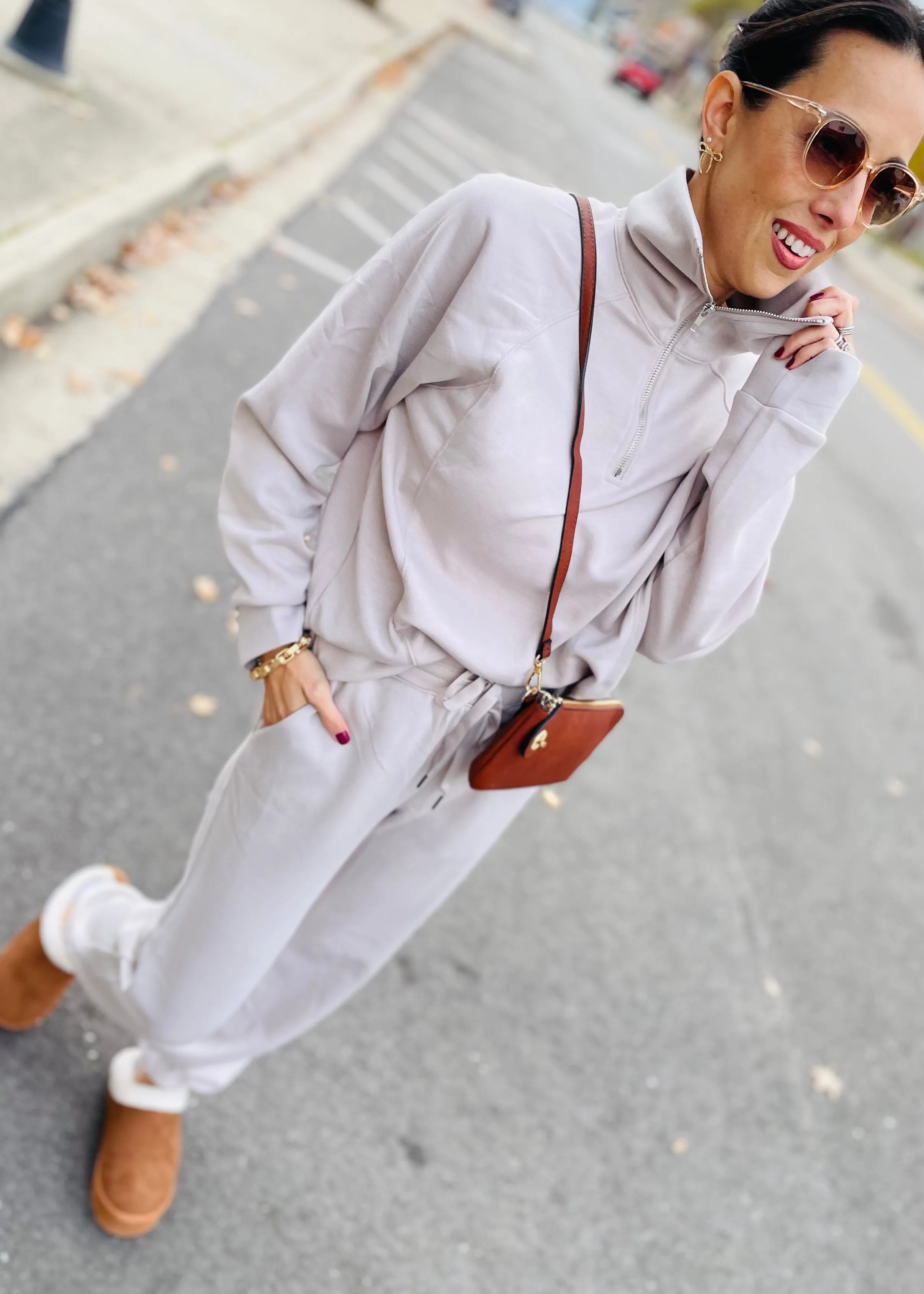 Grey Hamptons Quarter Zip Top