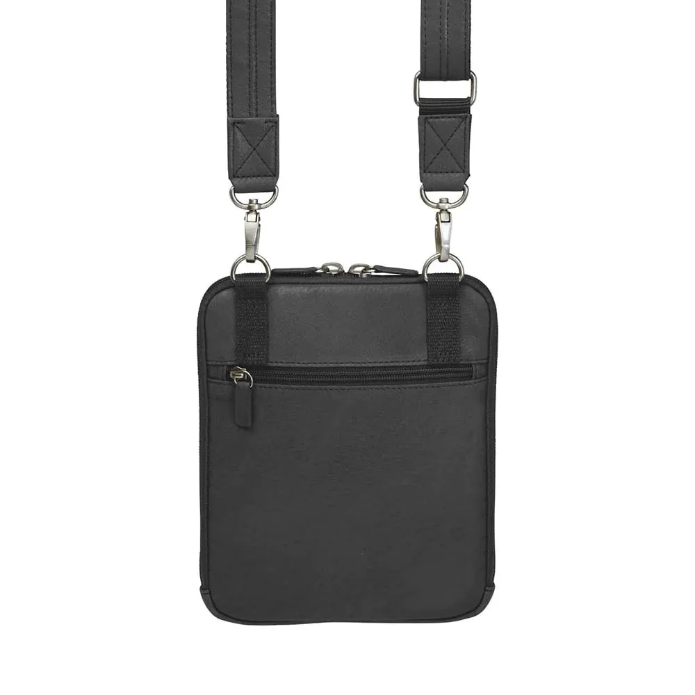 GTM Original Raven Leather Flat Crossbody Bag