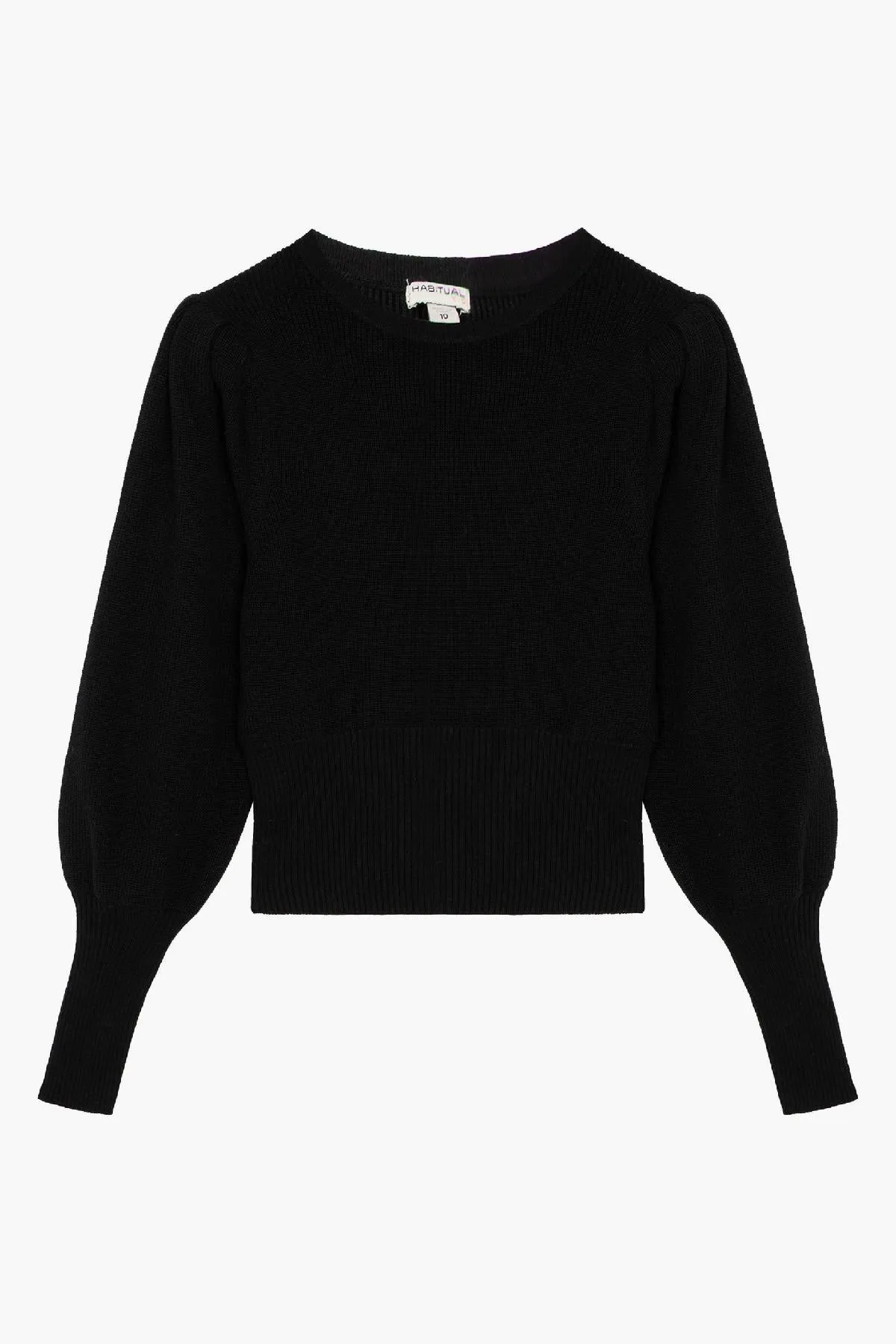 Habitual Kids Puff Sleeve Girls Sweater - Black