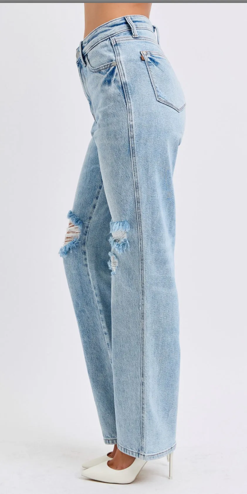 High Waist Rigid Magic 90's Destroy Straight Denim