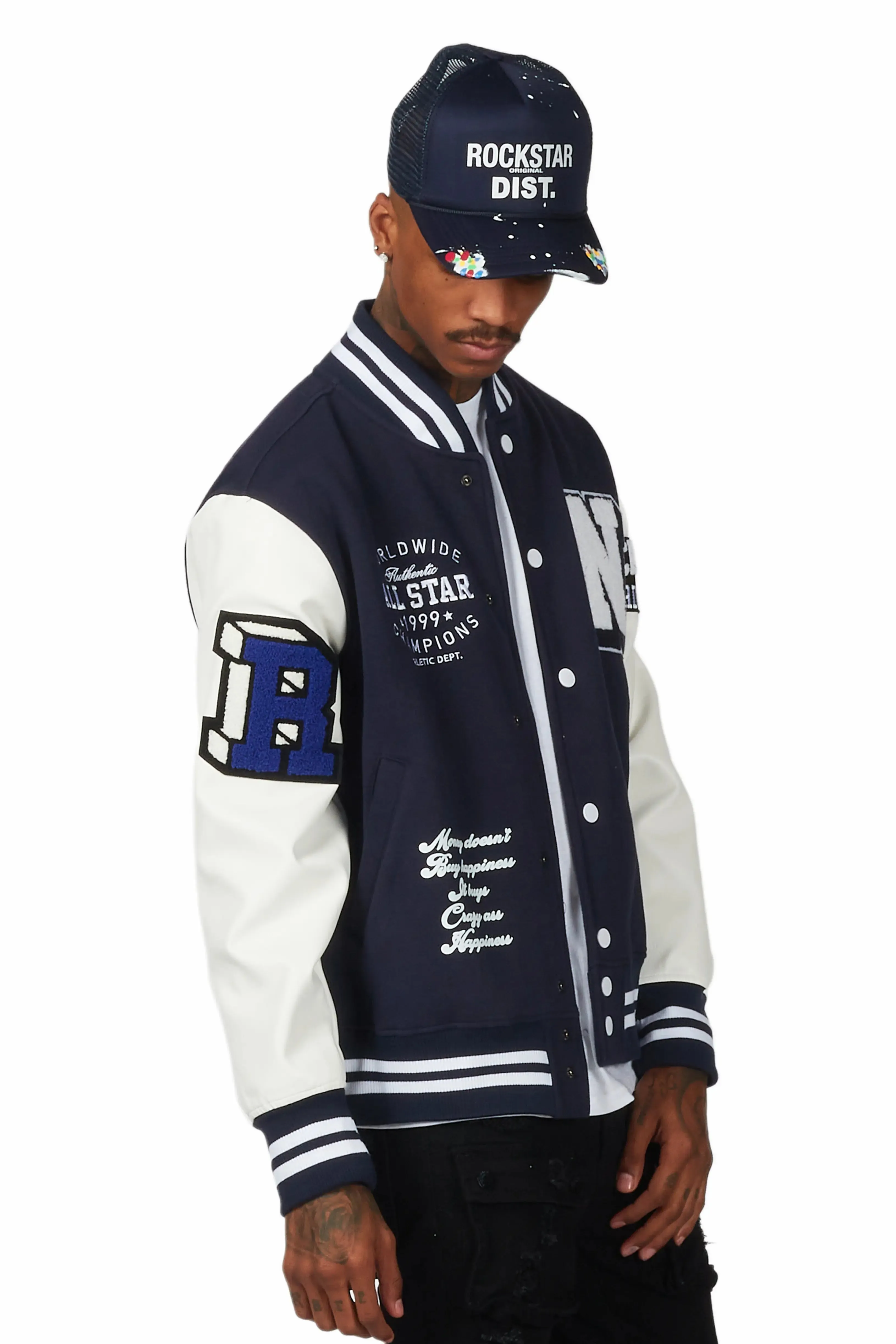 Himiko Navy Varsity Jacket