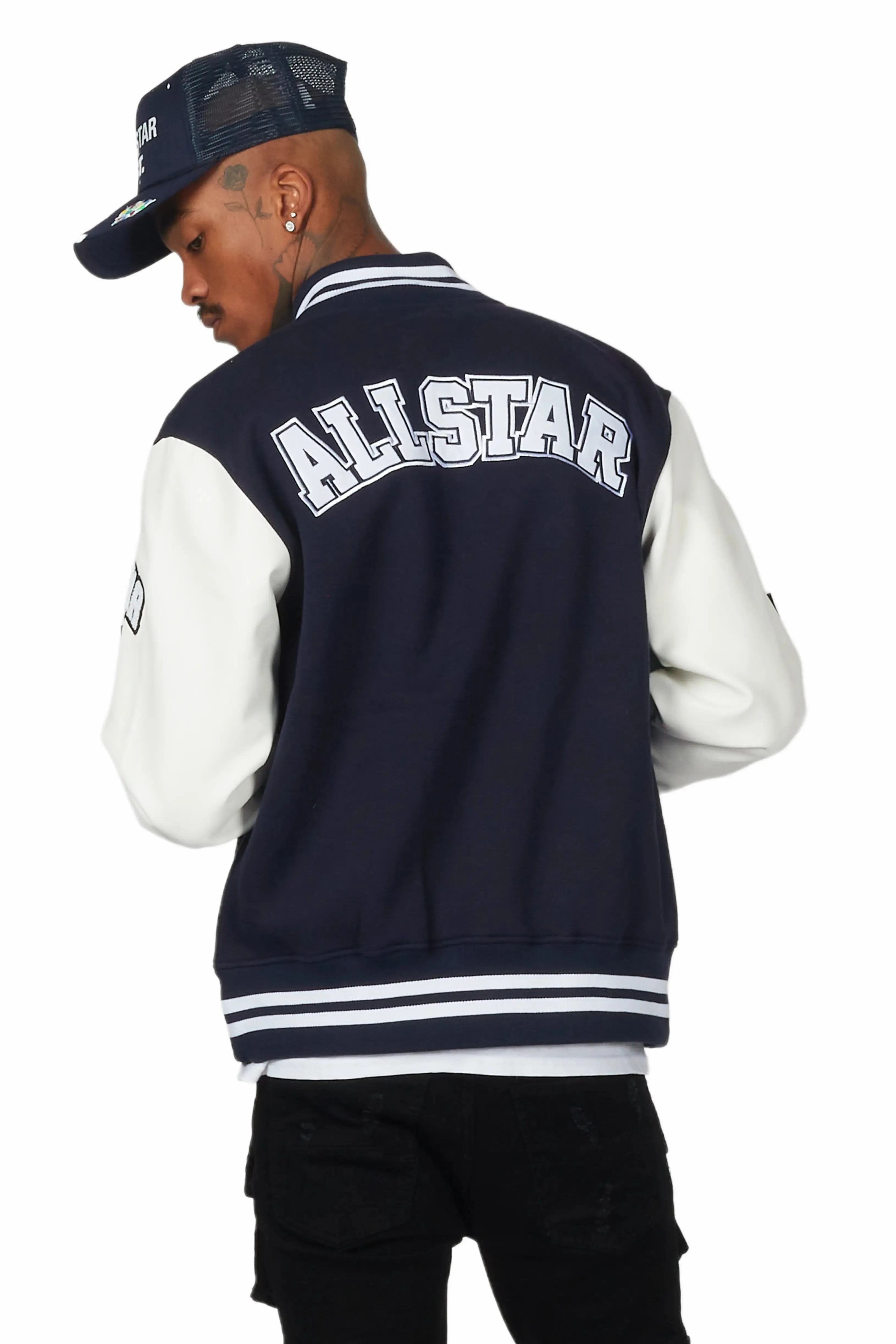 Himiko Navy Varsity Jacket