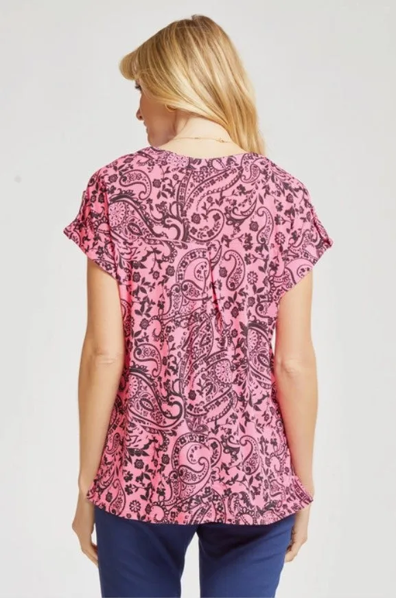 Hot Pink Paisley Dolman Top  #6907-6912