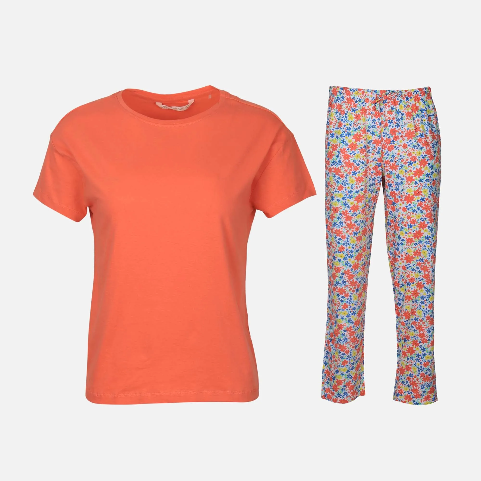 LADIES COTTON SLEEPWEAR SET (TEE AND PANTS)