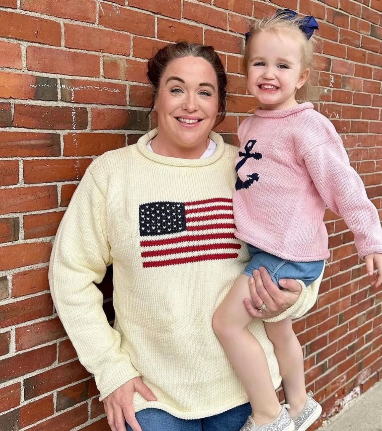 Ladies Ivory American Flag Sweater