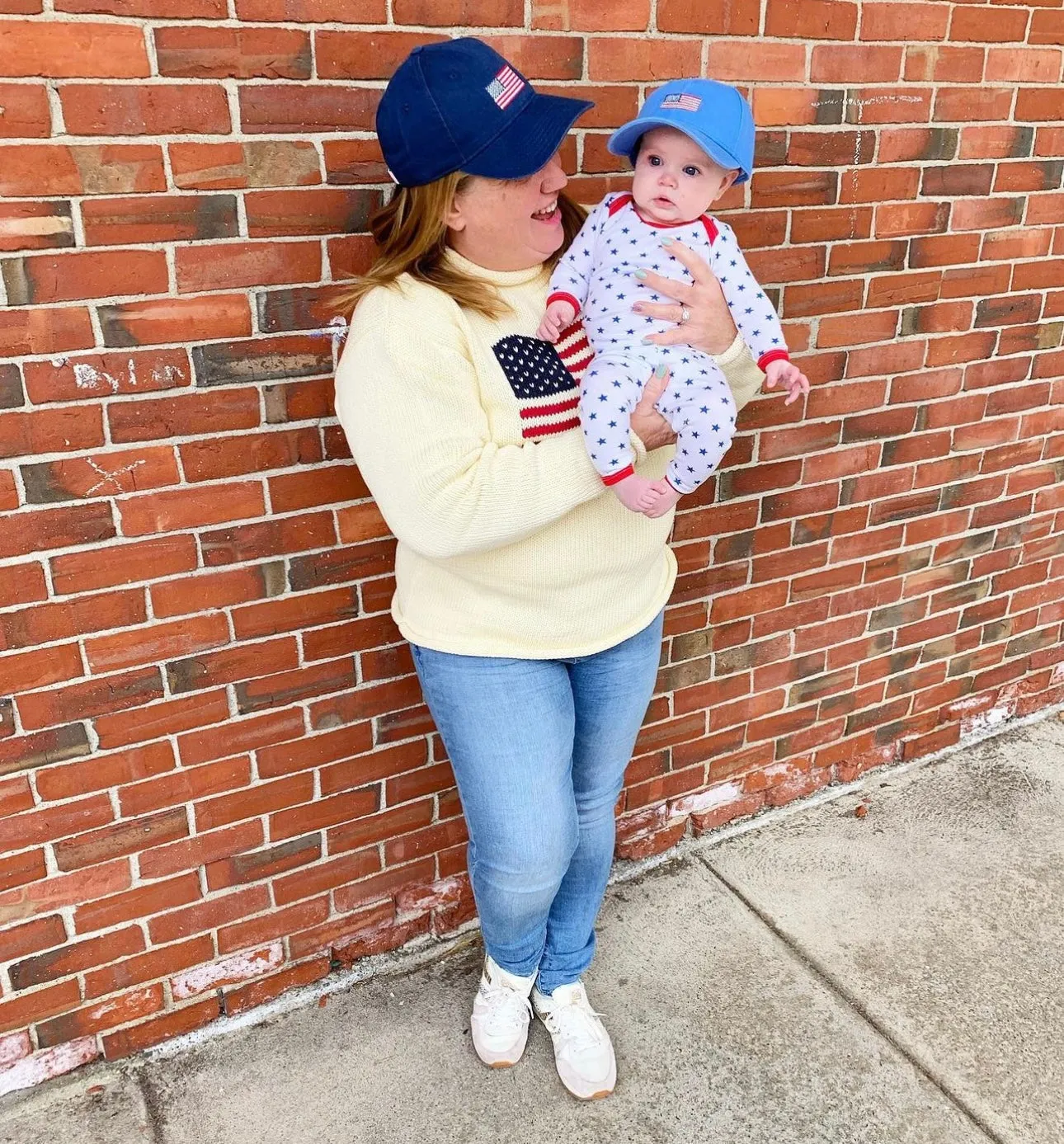 Ladies Ivory American Flag Sweater