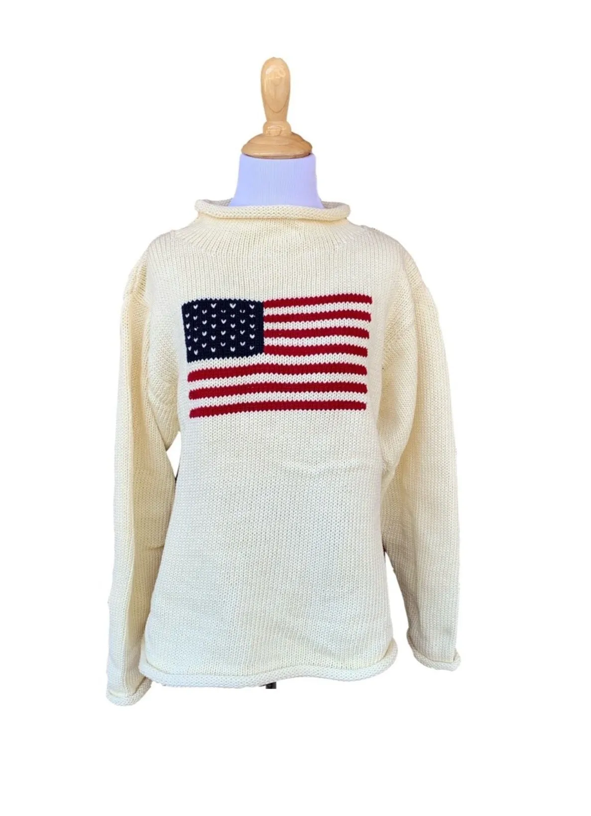 Ladies Ivory American Flag Sweater