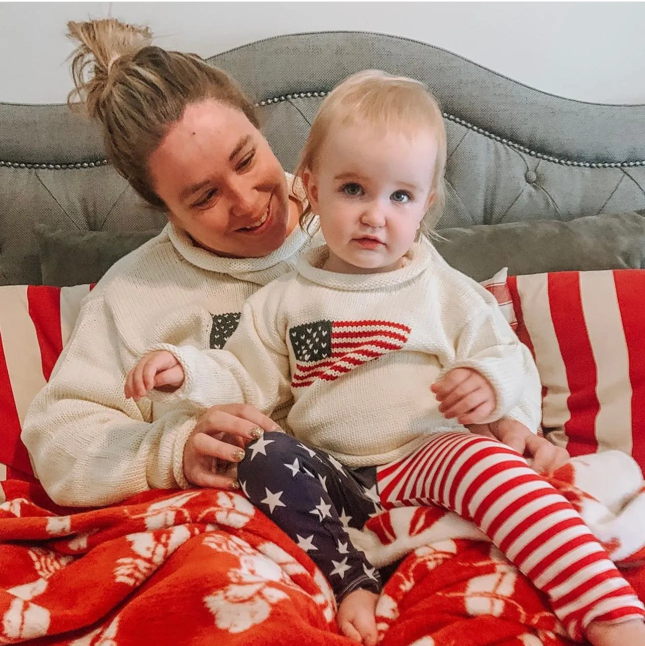 Ladies Ivory American Flag Sweater