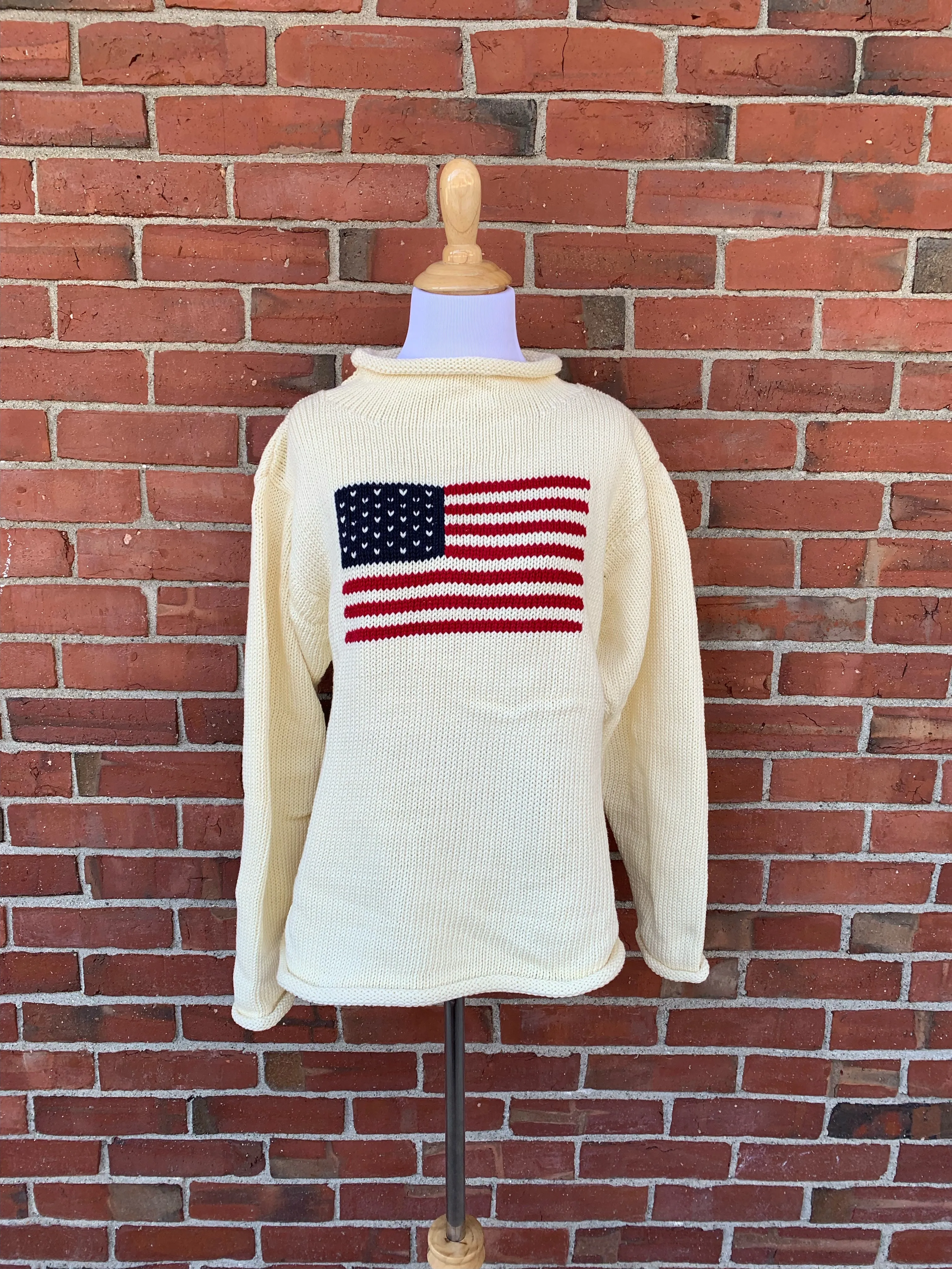 Ladies Ivory American Flag Sweater