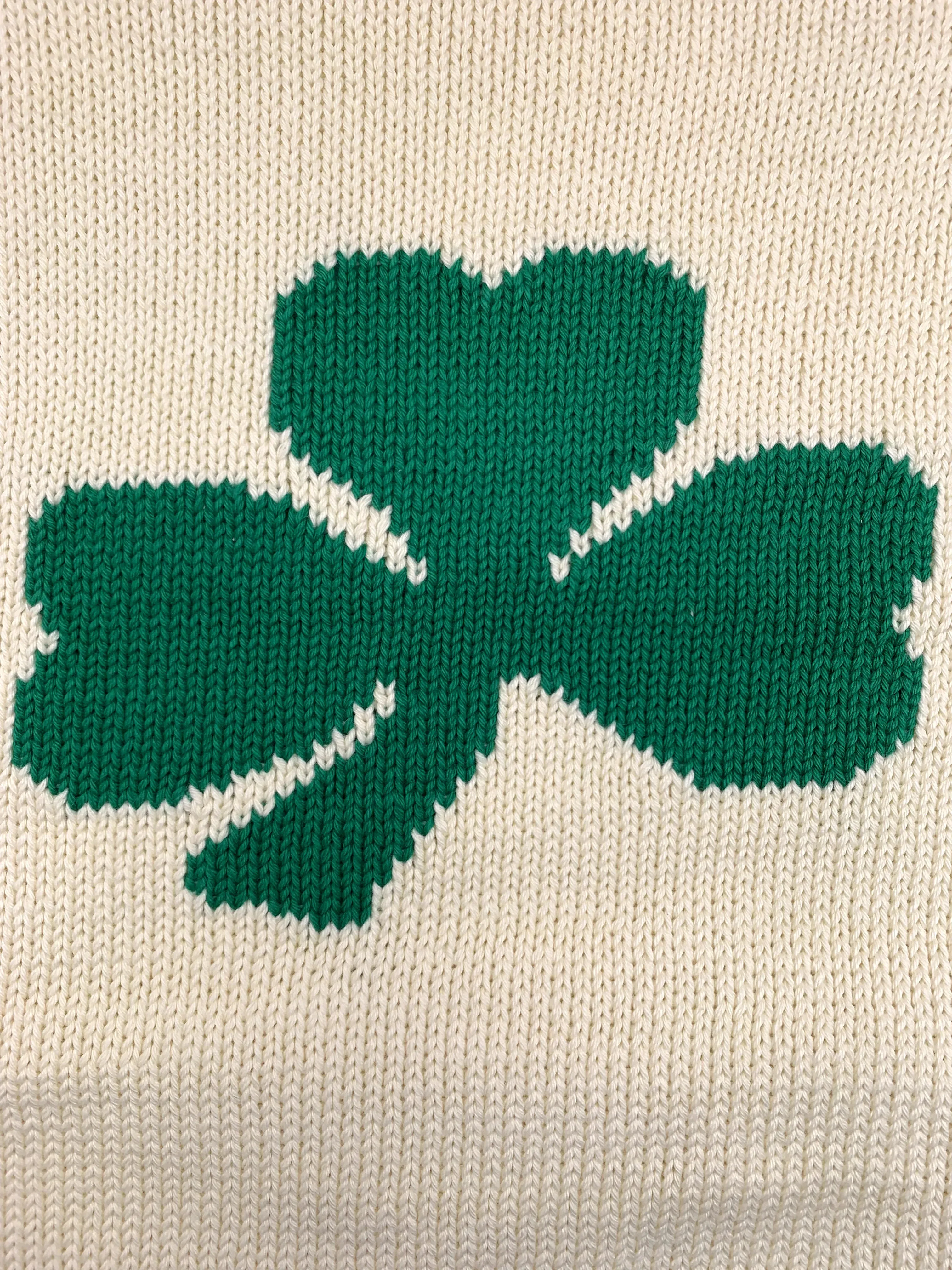 Ladies Ivory Single Shamrock Sweater