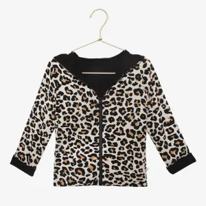 Lana Leopard Tan & Black Ribbed Reversible Long Sleeve Jacket