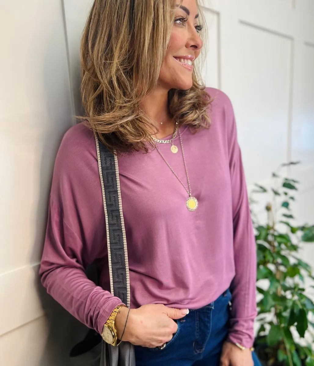 Mauve Long Sleeve Relaxed Tee