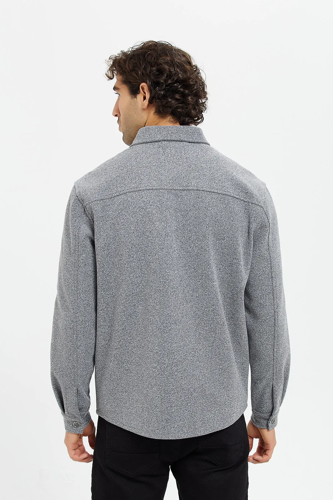 Men Grey Melton Jacket