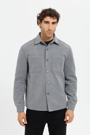 Men Grey Melton Jacket