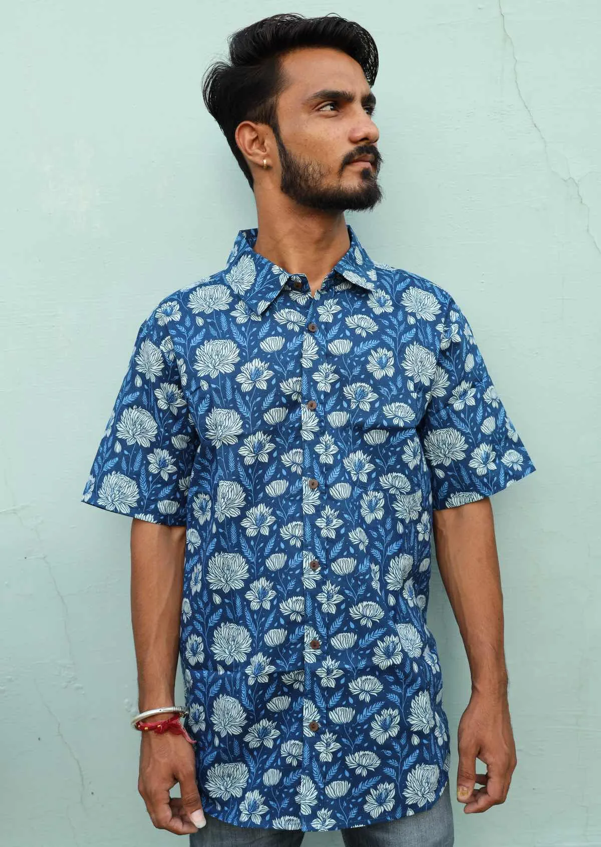 Men's Cotton Shirt Blue Meadow