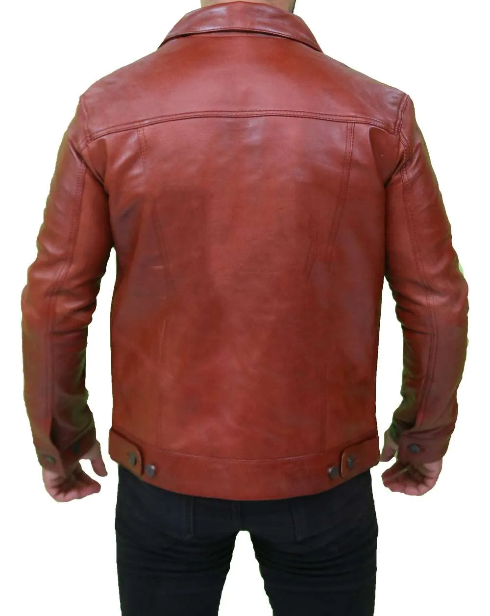 Men's Vintage Classic Brown Leather Trucker Jacket