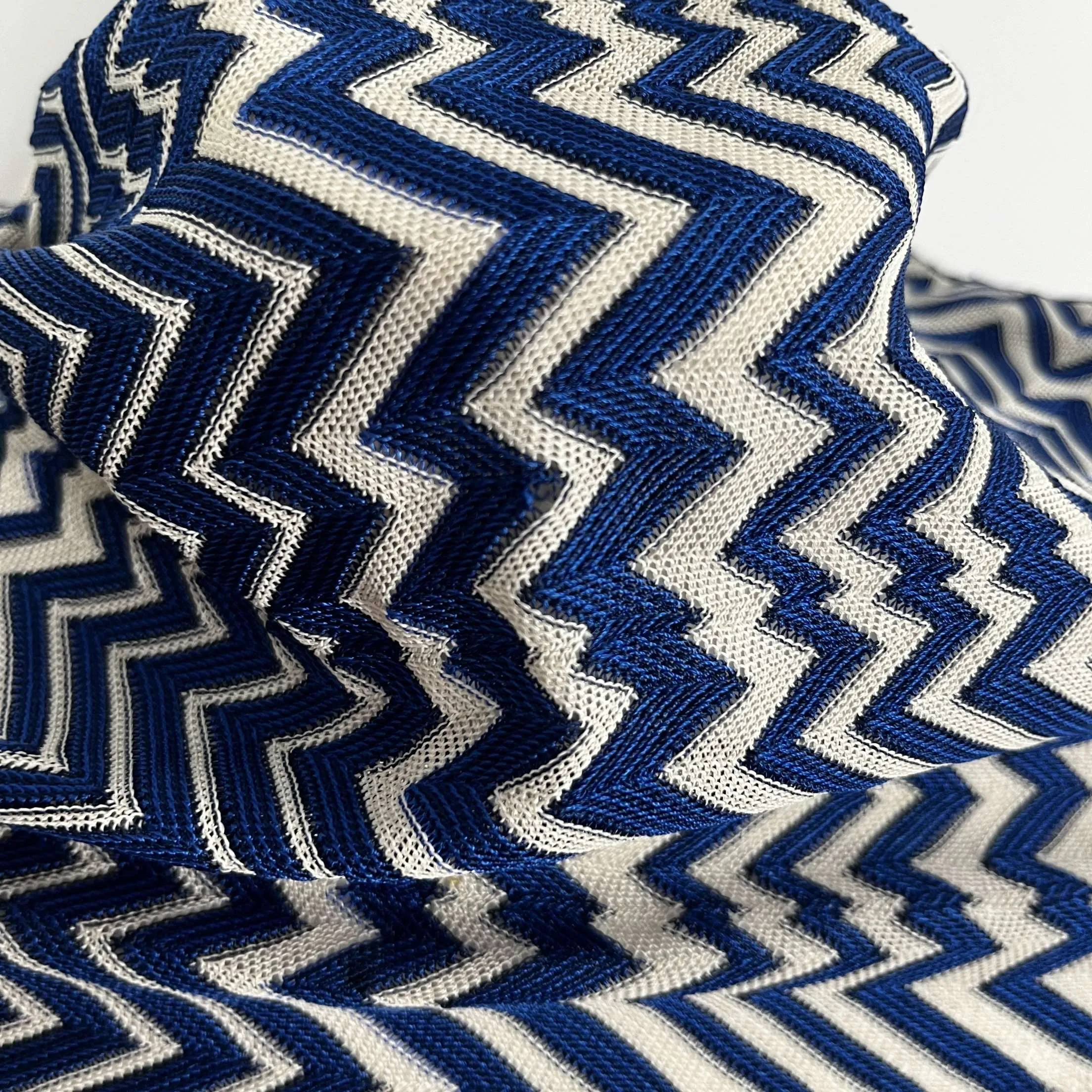 Missoni Royal Blue & Ivory Zigzag Knit Shift Dress XXS