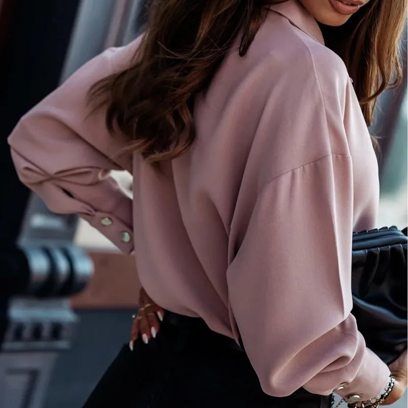 Relaxed Placket Chiffon Blouse