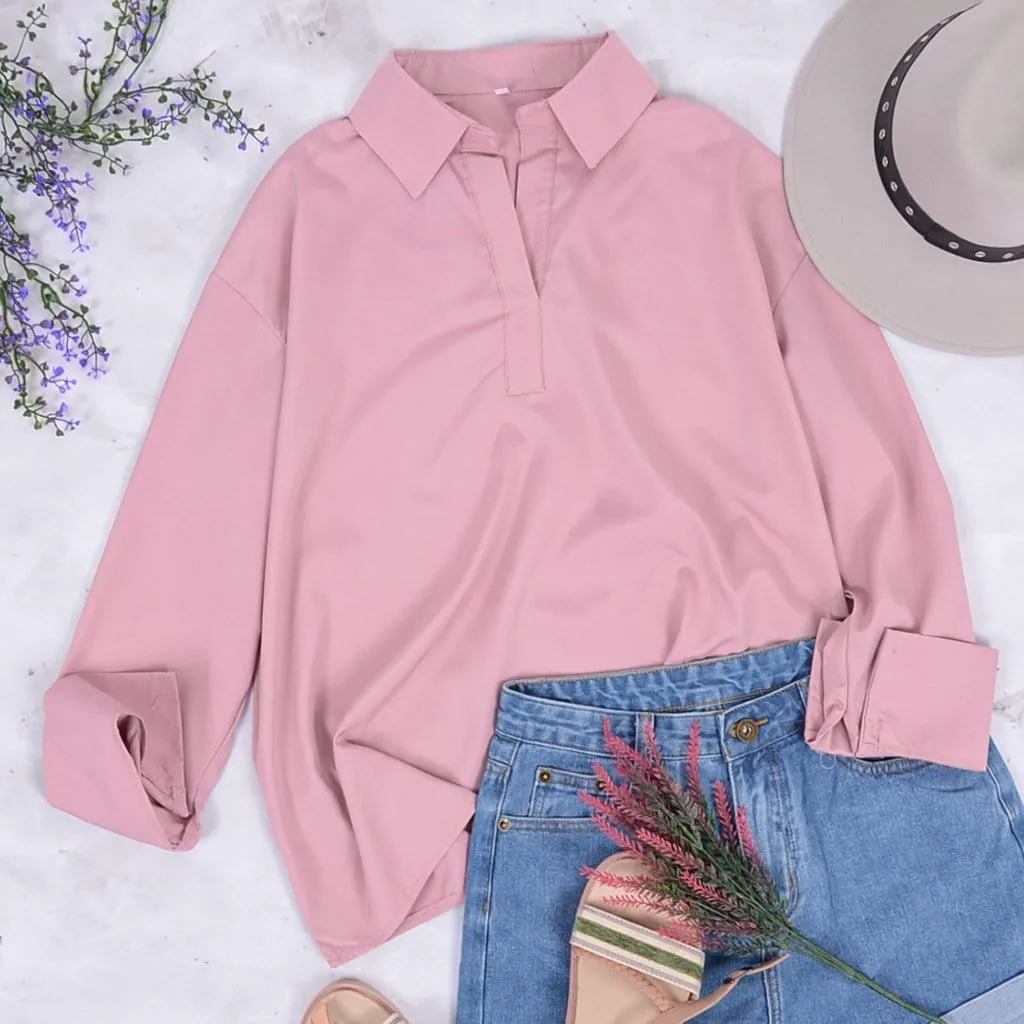 Relaxed Placket Chiffon Blouse