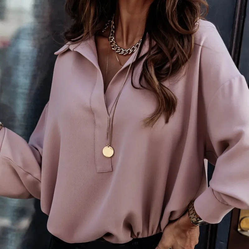 Relaxed Placket Chiffon Blouse