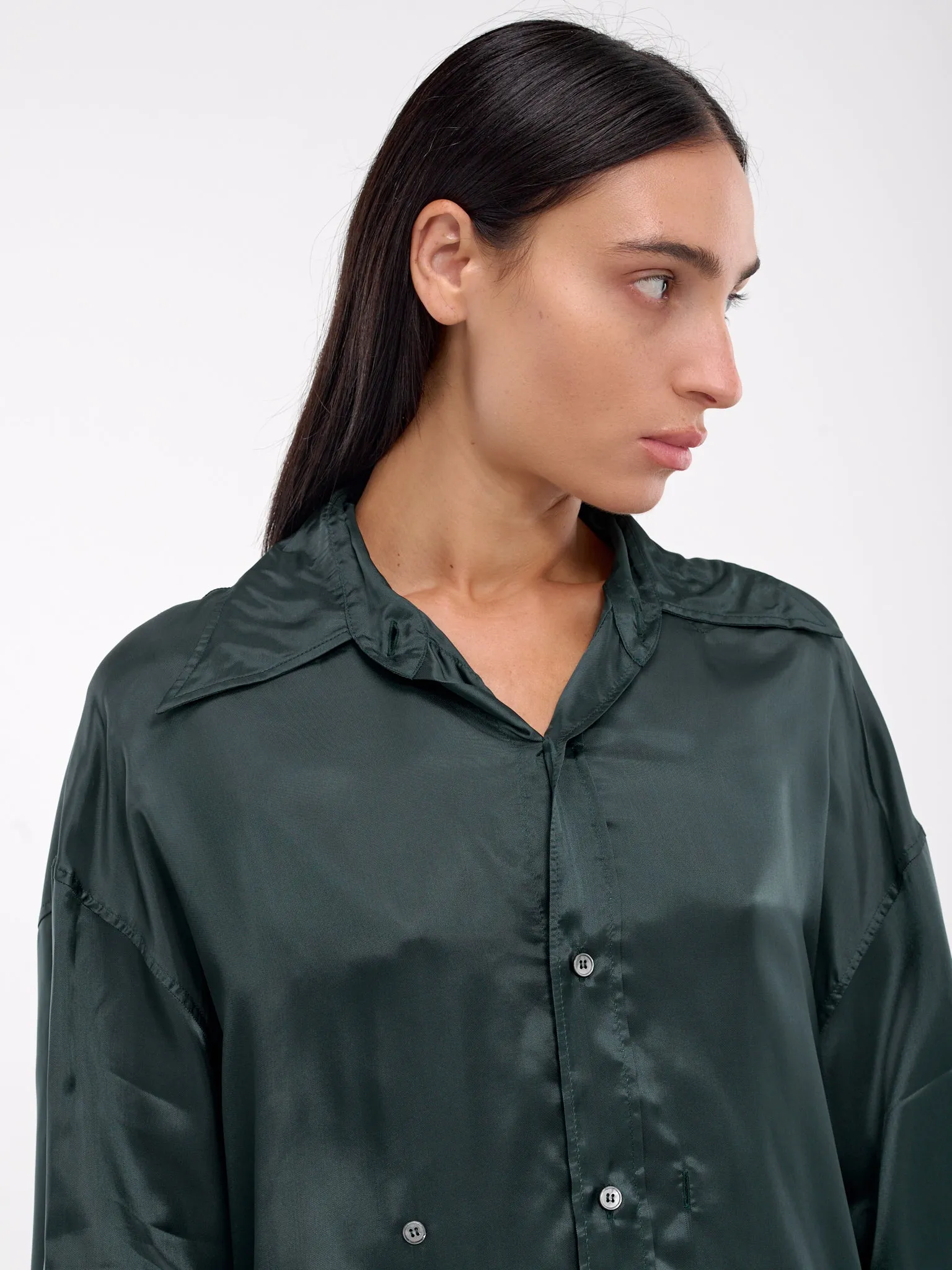 Relaxed Satin Shirt (S62DT0033-S41355-GREEN)