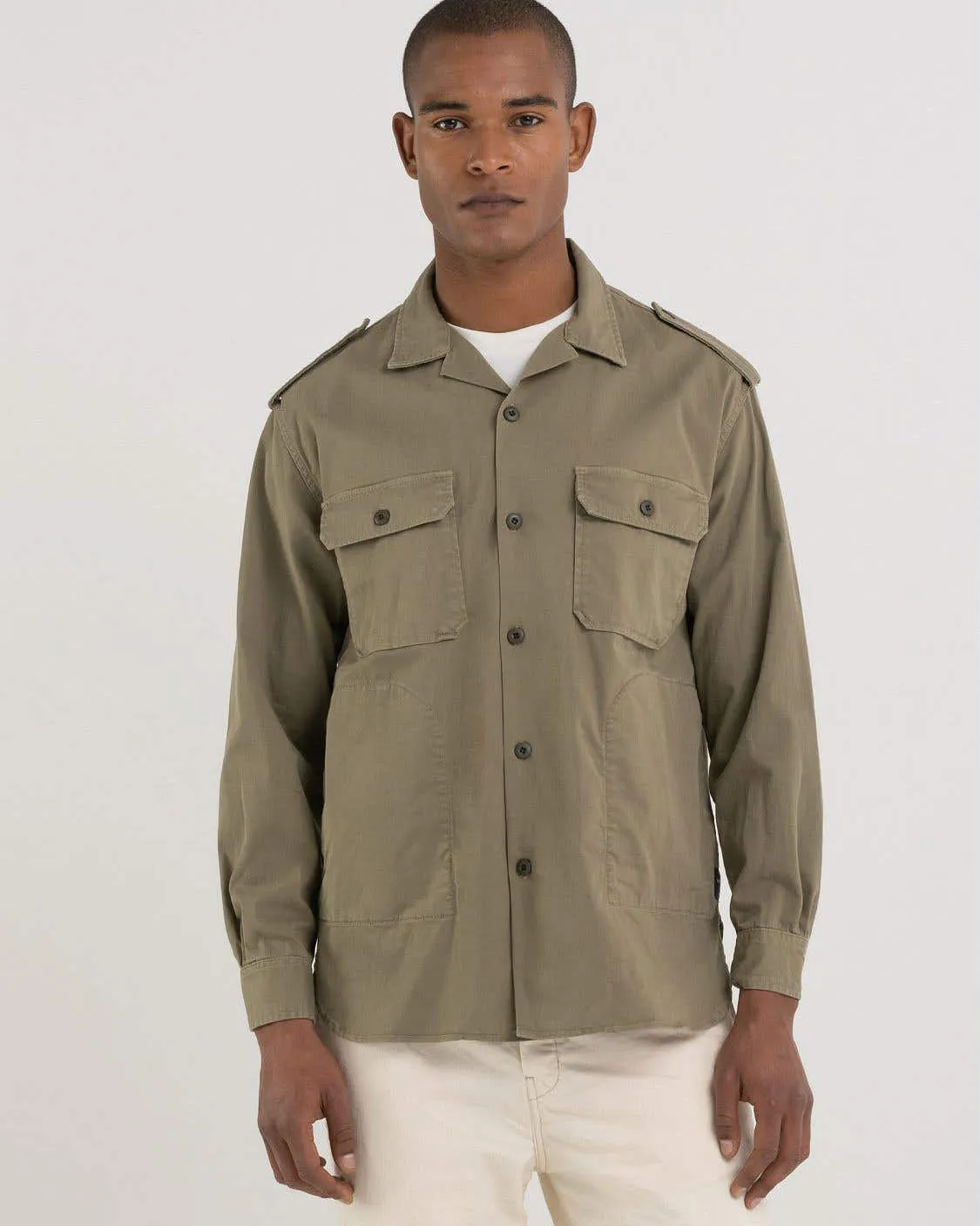 Replay Sartoriale Relaxed Fit Twill Shirt - Sand