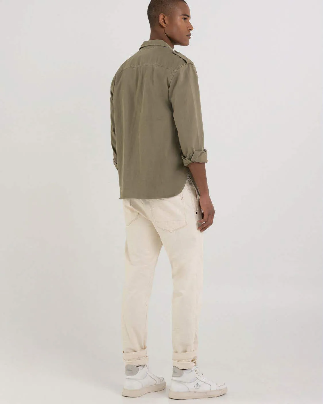 Replay Sartoriale Relaxed Fit Twill Shirt - Sand