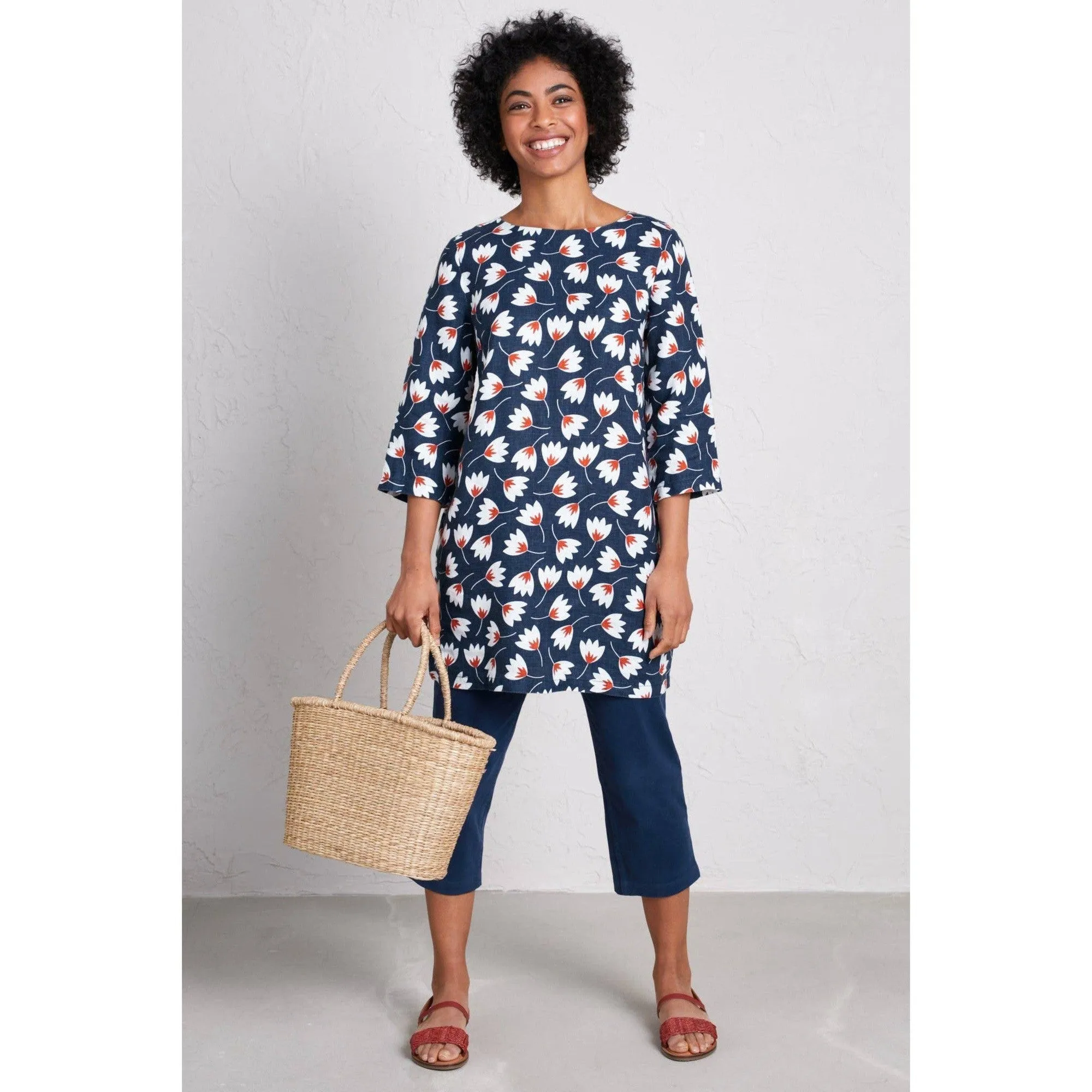 Seasalt Sol Blaze Linen Tunic Geo Night