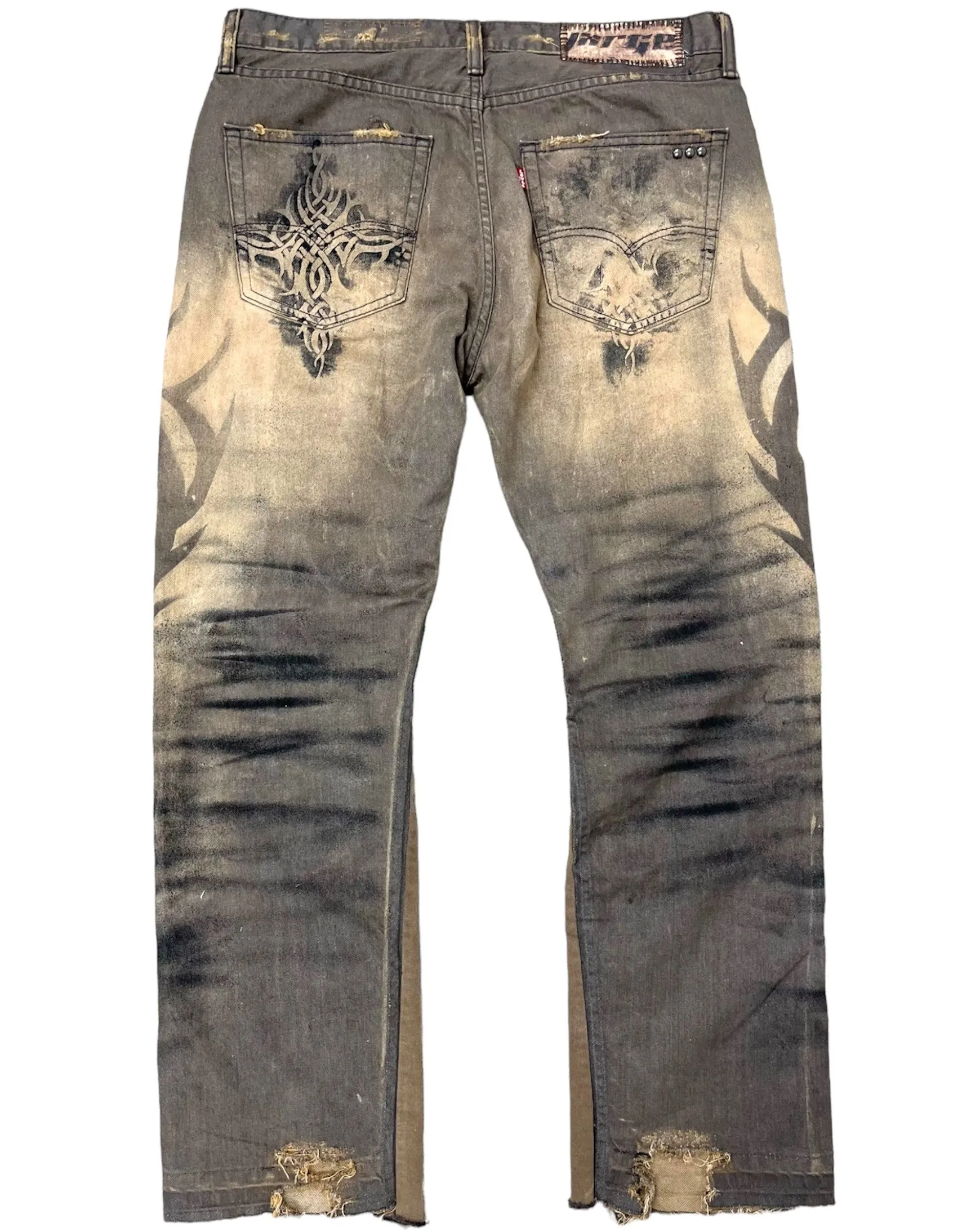 Tribal Cross Painted Jeans- 36