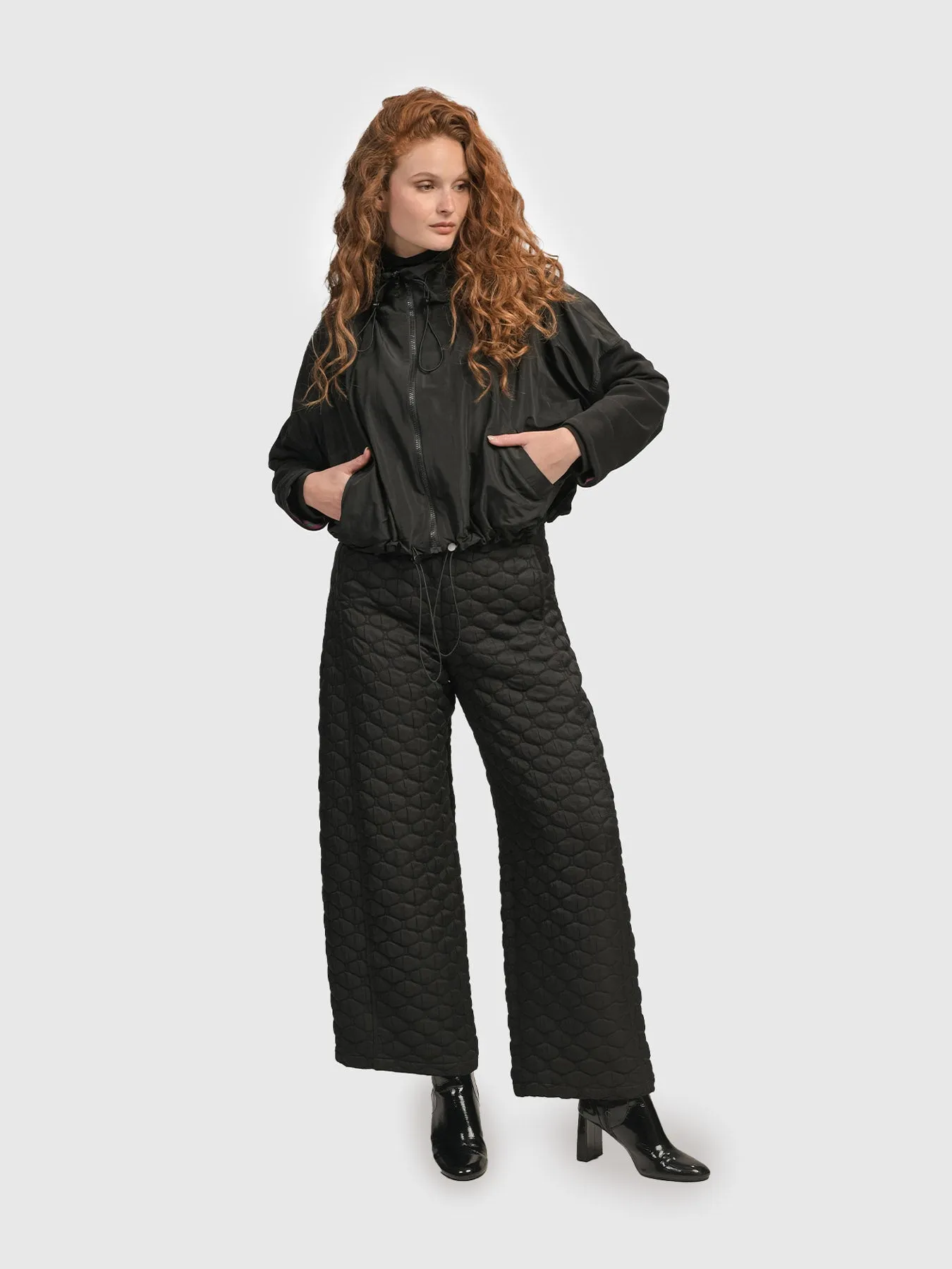 Urban Taffeta Cropped Cinch Jacket, Black