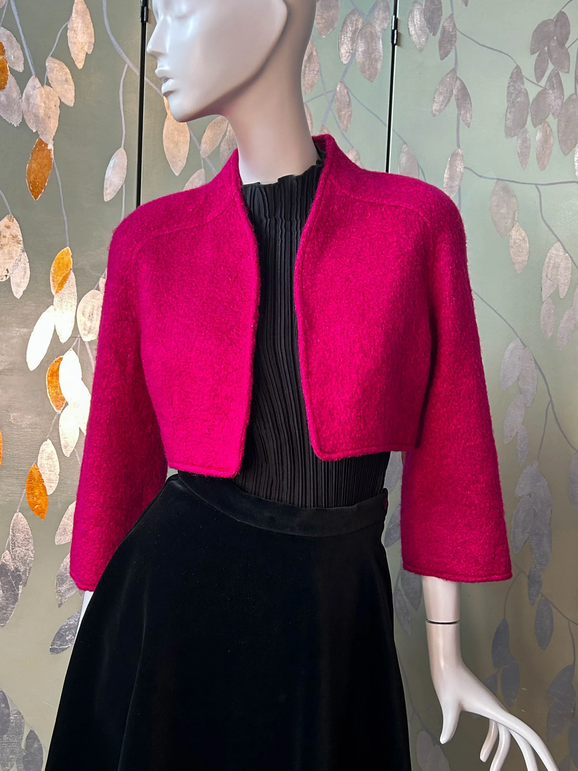 Vintage 1980s Thierry Mugler Magenta Bolero, Small