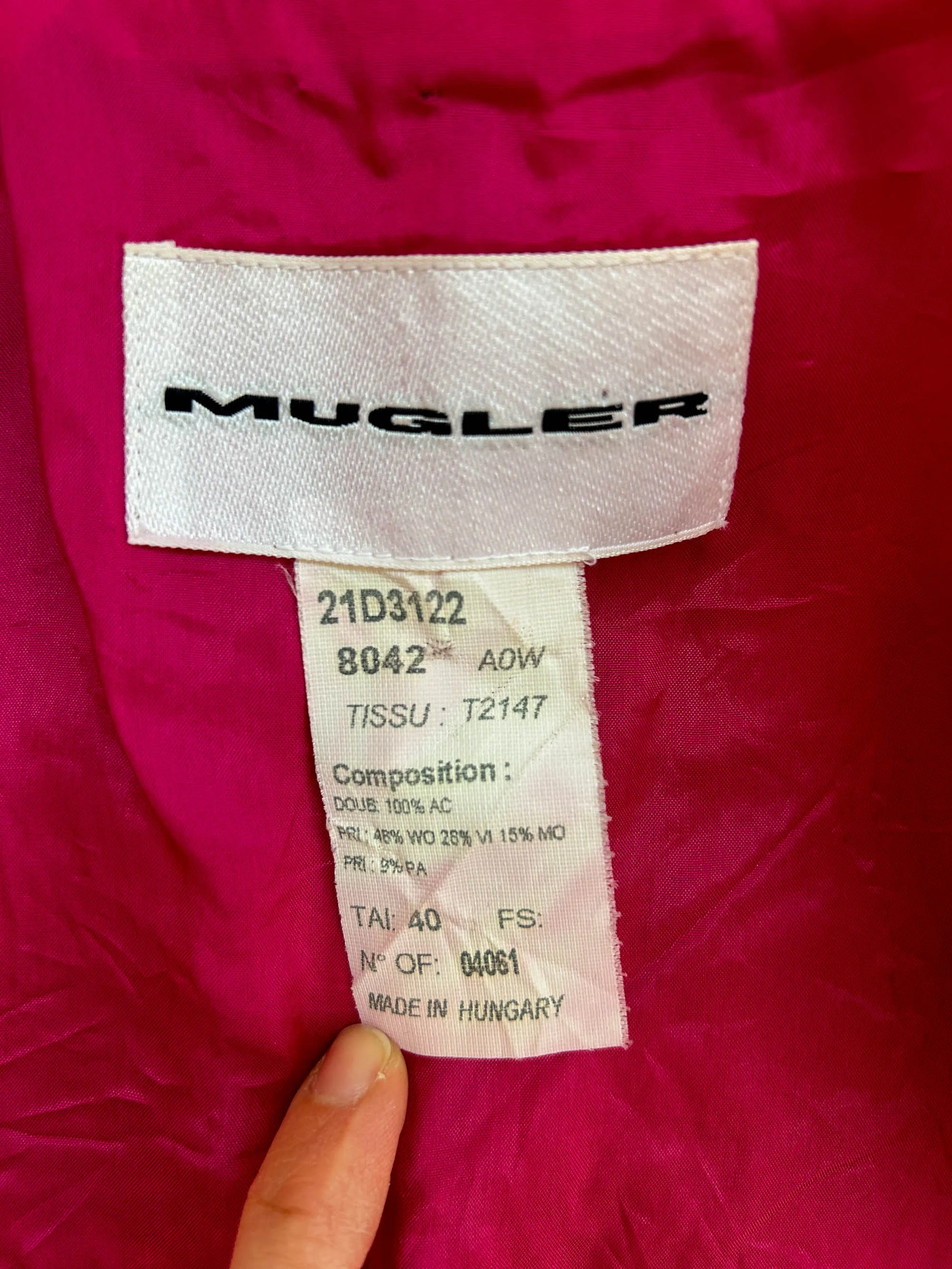 Vintage 1980s Thierry Mugler Magenta Bolero, Small