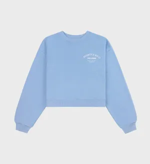 Wellness Studio Cropped Crewneck - Sky Blue/White