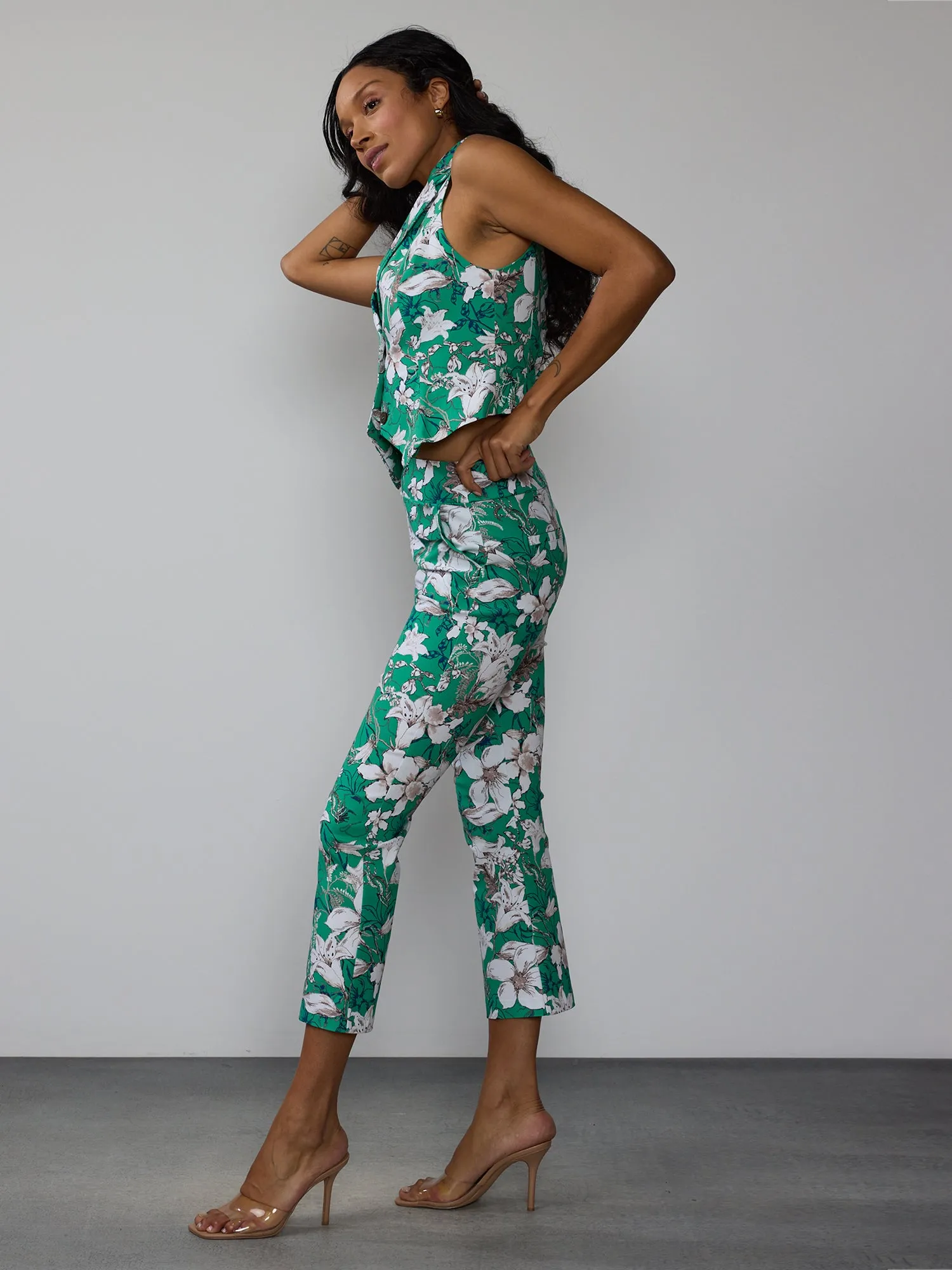 Whitney Printed Bengaline Pull-On Slim  Pant