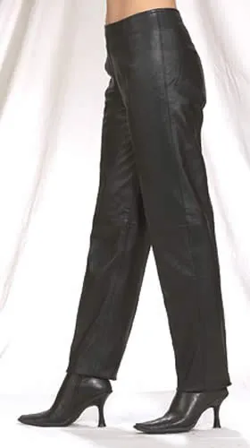 Women Hip-Hugger Straight Leg Leather Pants