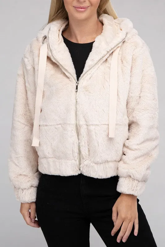 Youth Fluffy Zip-Up Teddy Hoodie